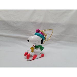 UFS Peanuts Snoopy and Woodstock on Peppermint Candy Sleigh - Christmas Ornament